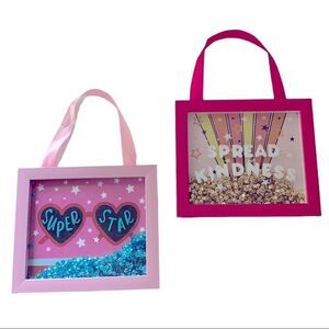 Pair of Pink Sparkle Wall Hanger Frames Super Star and Spread Happiness